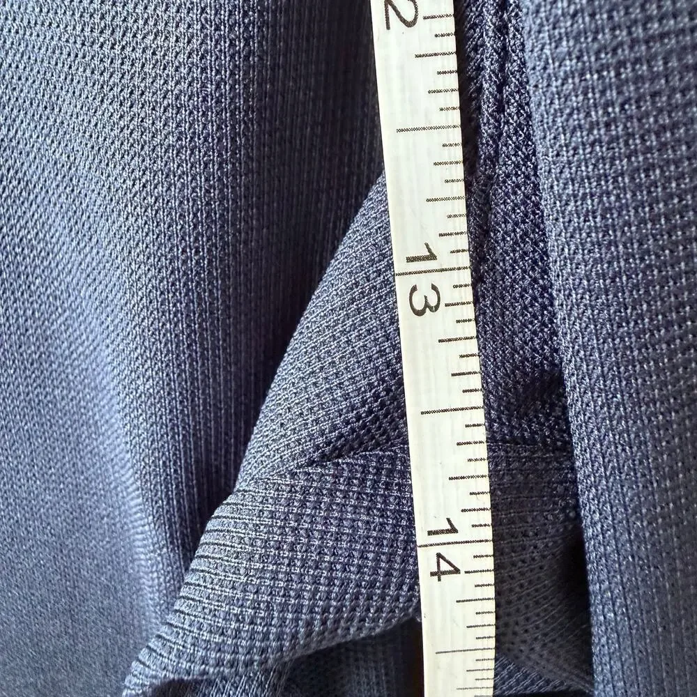 Halara Blue Pull On High Rise Pleated Wide Leg Stretch Knit Trouser Pants Sz LP - Picture 11 of 15